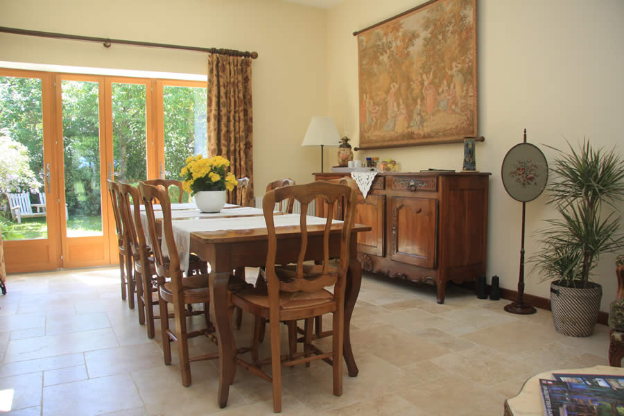 Breakfast room table and patio doors