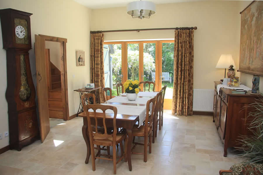 Breakfast room table and patio doors